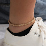 Leila Rope Chain Anklet - Elegant Gold-Plated Accessory