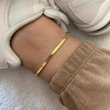 Gia Gold Herringbone Anklet - Elegant, Durable & Trendy Accessory
